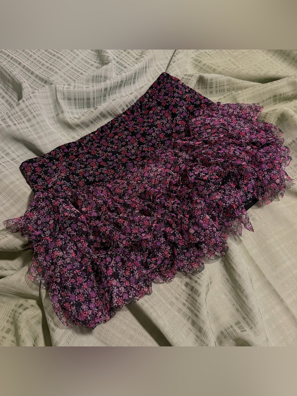 Justice Floral Ruffle Mini Skirt - Purple Pink